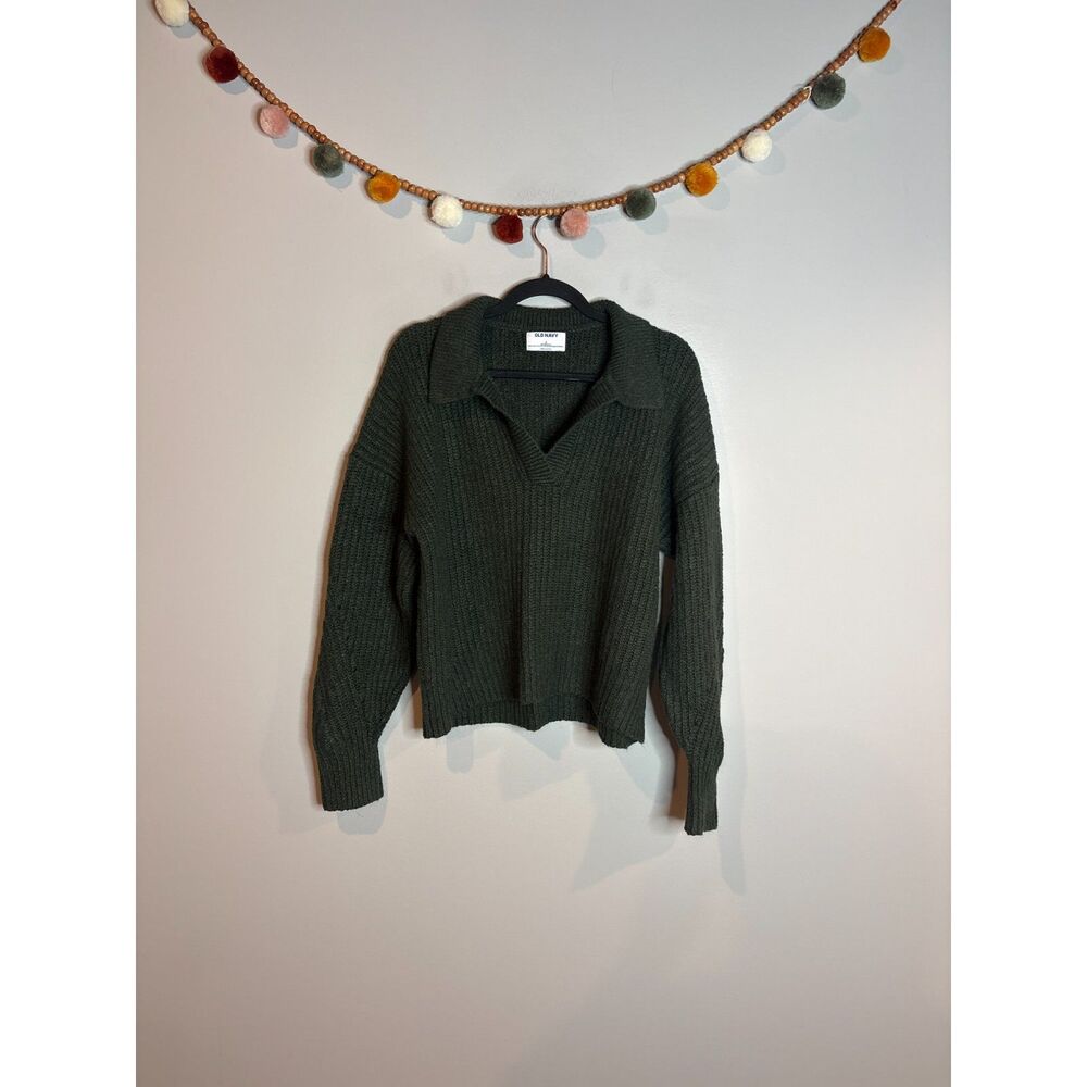Old Navy dark green collared sweater